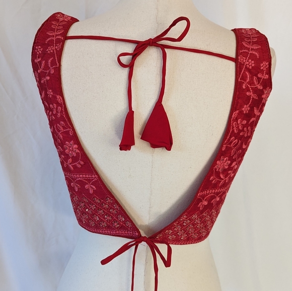 Red stitched Readymade Choli Blouse for lehenga or saree - Picture 6 of 13